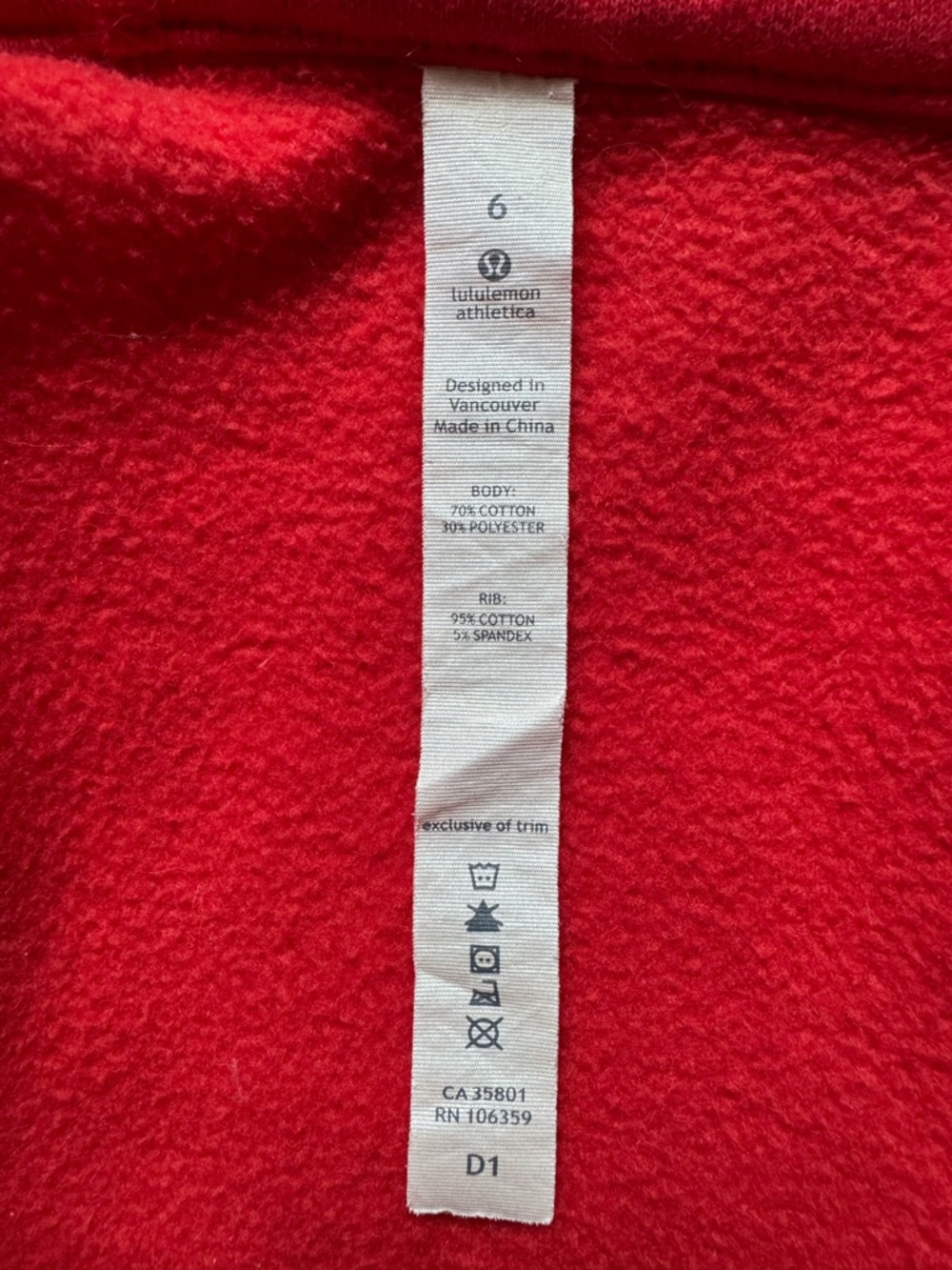 lululemon athletica Bright Red Fleece Top - Picture 2 of 6